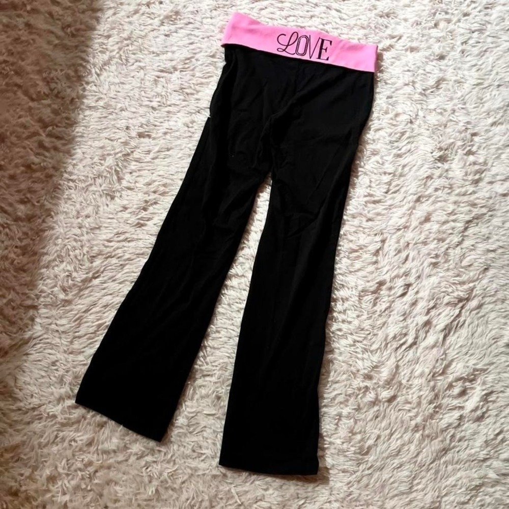 Vintage Y2K Aestetic Retro Fold Over Wide Leg Leggings Womens L Cyber McBling